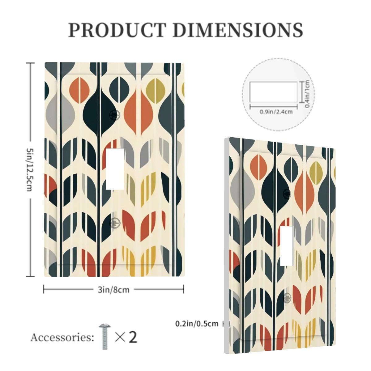 Mid Century Modern Scandinavian Flower Modern Danish  Switch Cover 1-Gang 1 Toggle - Mid Century Modern Gal