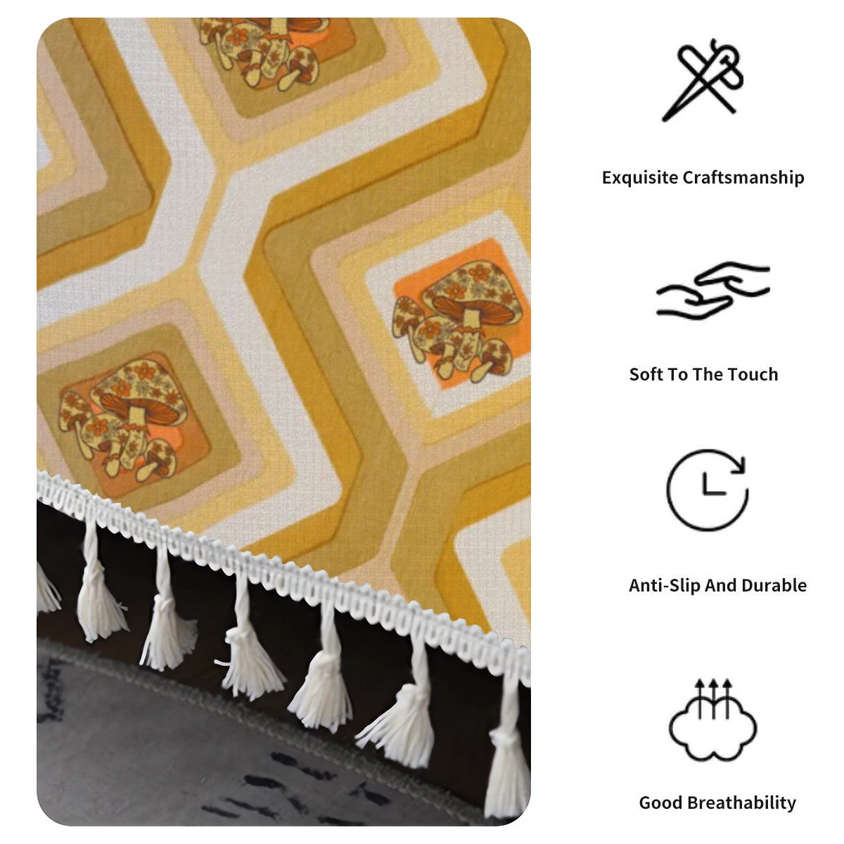 Retro Style, Merry Mushroom Havest Gold, Yellow Couch Cover Blanket - Mid Century Modern Gal