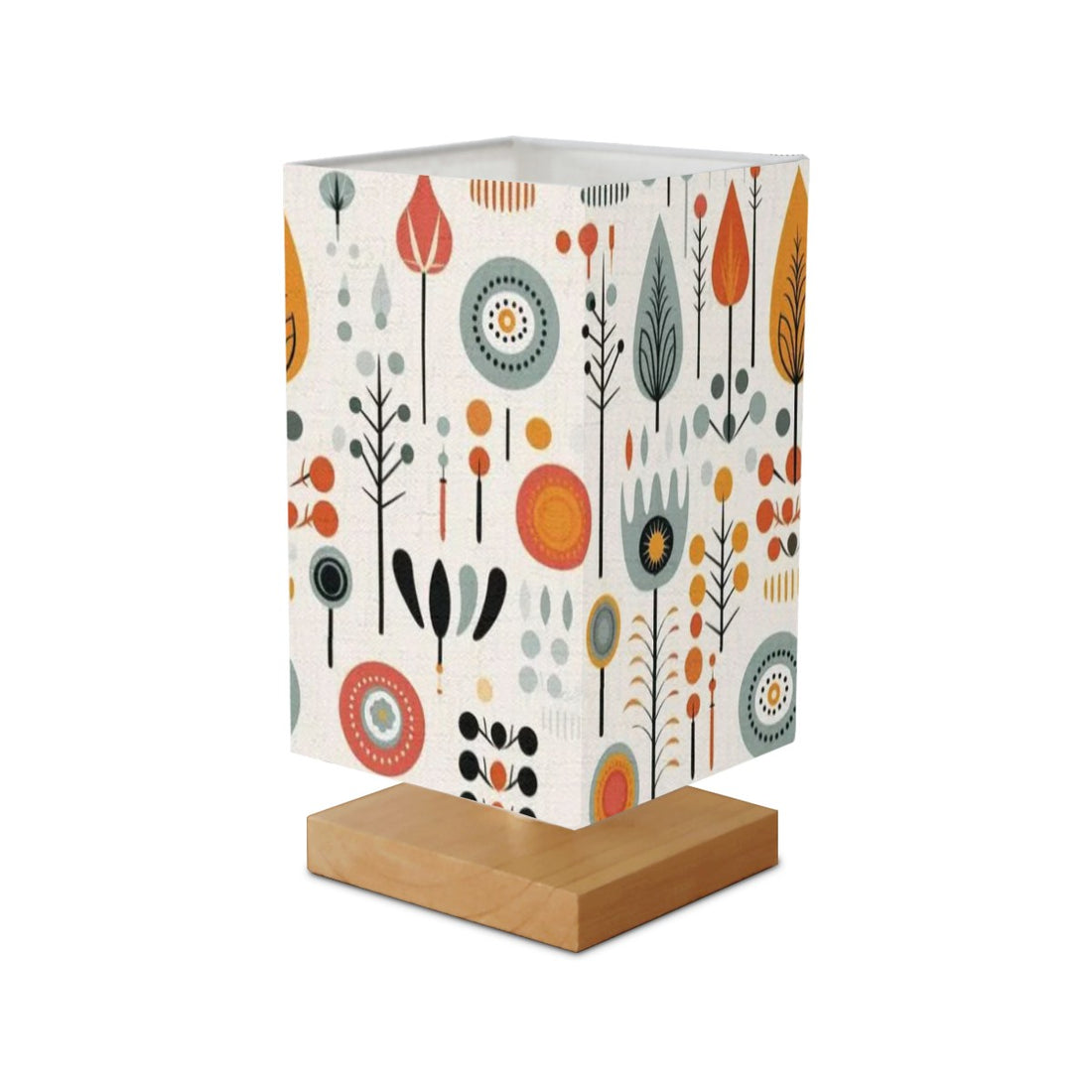 Scandinavian Floral Designed MCM Square Table Lamp