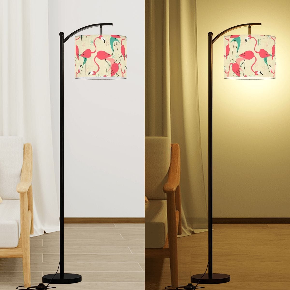 Mid Century Modern Kitschy Flamingo Palm Springs Cali Style Retro Lamp SHADE ONLY - For Arc Floor Lamps Only - Mid Century Modern Gal