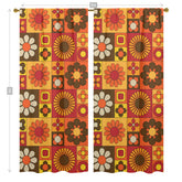 70s Flower Power Retro Orange Brown Yellow Mid Mod Window Curtains (two panels) - Mid Century Modern Gal