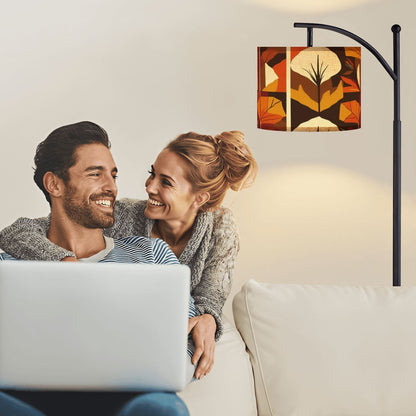 Mid Century Modern Scandinavian Leaves Harvest Gold Orange, Brown Arc Floor Lamp - Mid Century Modern Gal
