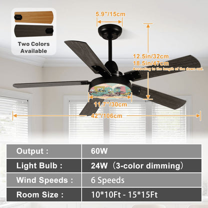 Cozy Cat Den Atomic Cats Lounging Kitschy Mid Century Modern Ceiling Fan With Light - Mid Century Modern Gal