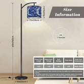 Halloween Stained Glass Style Night Sky Moon Stars Clouds  Arc Floor Lamp - Mid Century Modern Gal