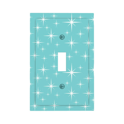 Mid Century Modern Aqua Blue Starburst Modern Switch Cover 1-Gang 1 Toggle - Mid Century Modern Gal