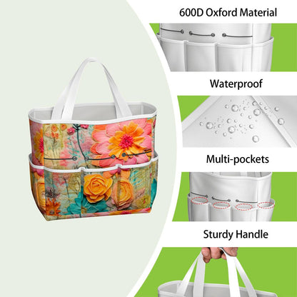 Bohemian Retro Flower, Faux Pressed Floral Mod Garden Tool Bag - Mid Century Modern Gal