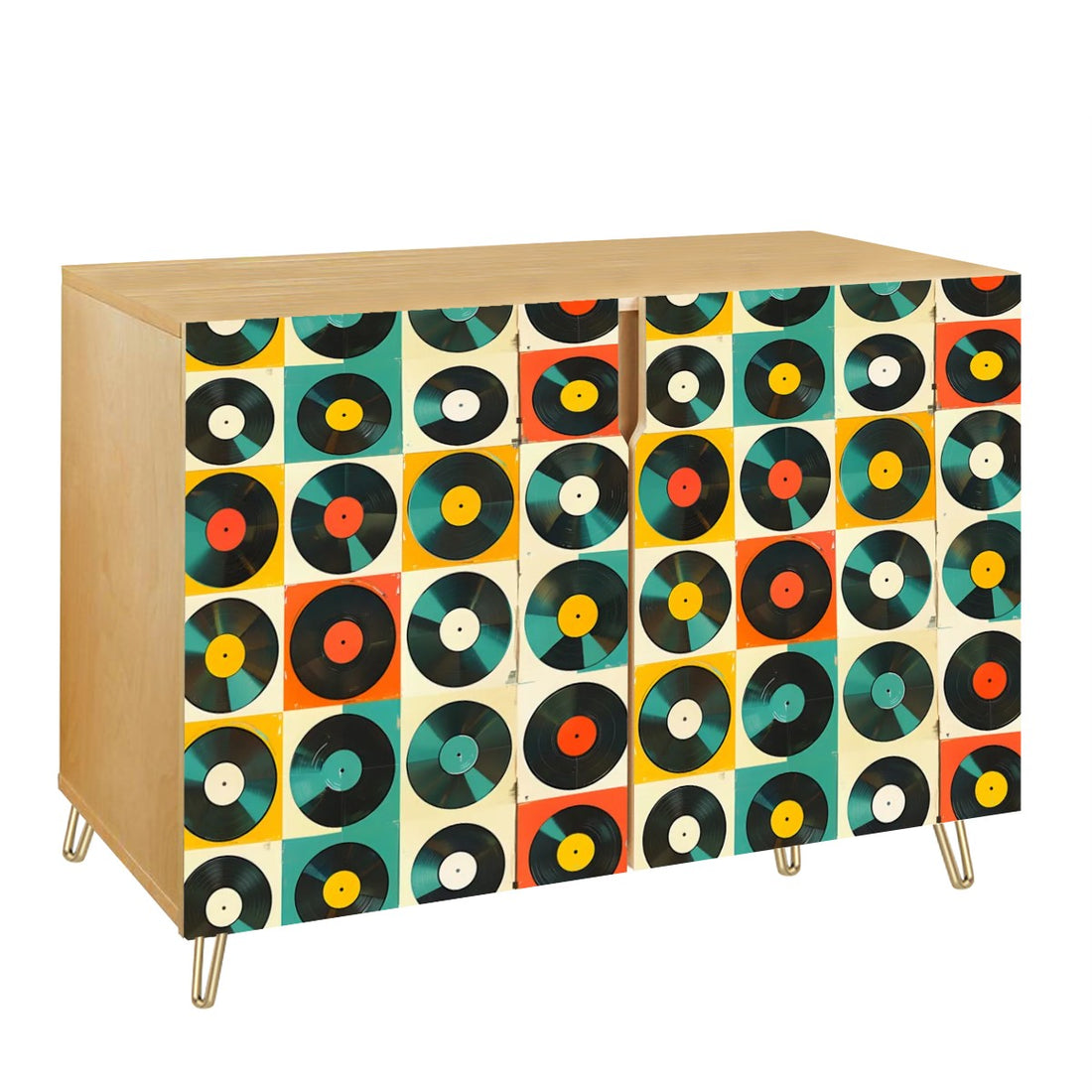 Retro Groovy Record Storage, Sideboard Wooden Storage Cabinet