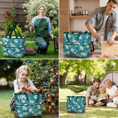 Chinoiserie Floral Teal Green White Elegant Garden Tool Bag