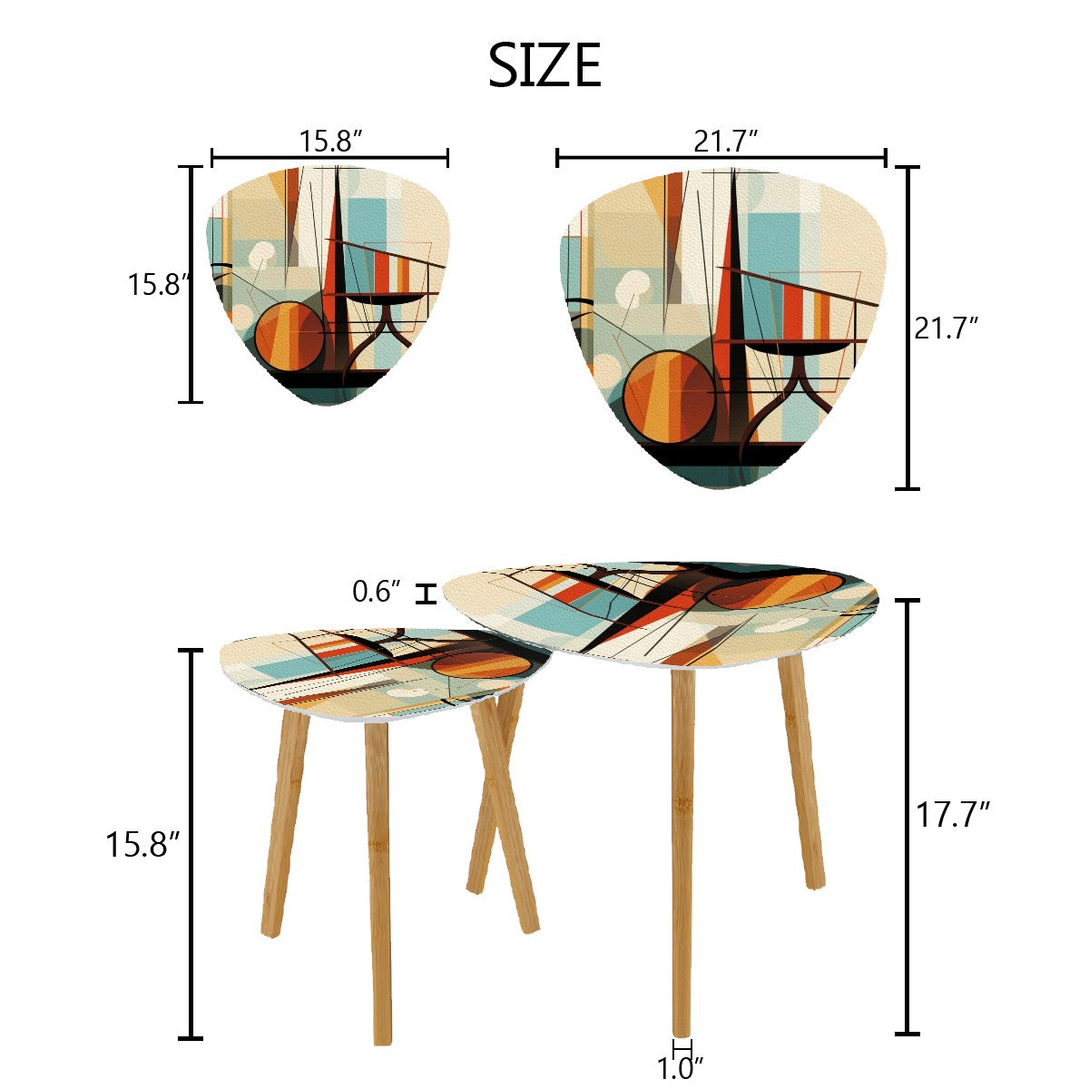 Mid Century Modern Absract Geometric Bauhaus Designed MCM Nesting Tables - Mid Century Modern Gal