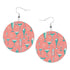 50s Martini Coral Pink Aqua Mid Mod Faux Leather Round Earrings - Mid Century Modern Gal