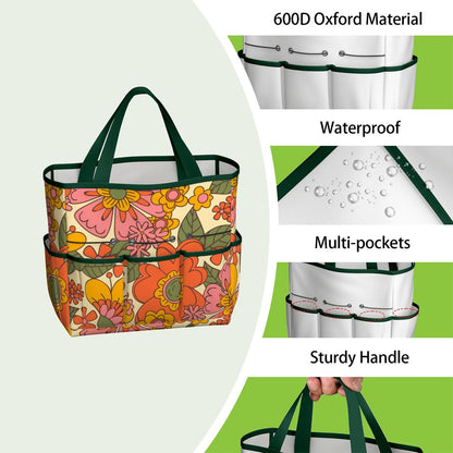 70s Retro Revival Flower Power Groovy Floral Mid Mod Garden Tool Bag