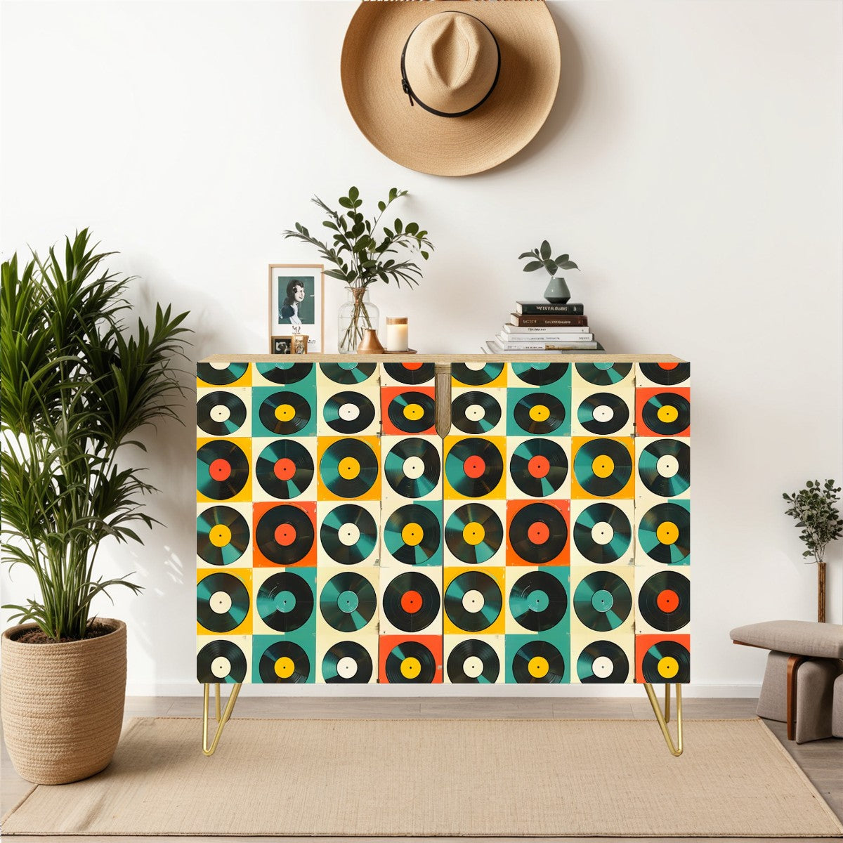 Retro Groovy Record Storage, Sideboard Wooden Storage Cabinet - Mid Century Modern Gal