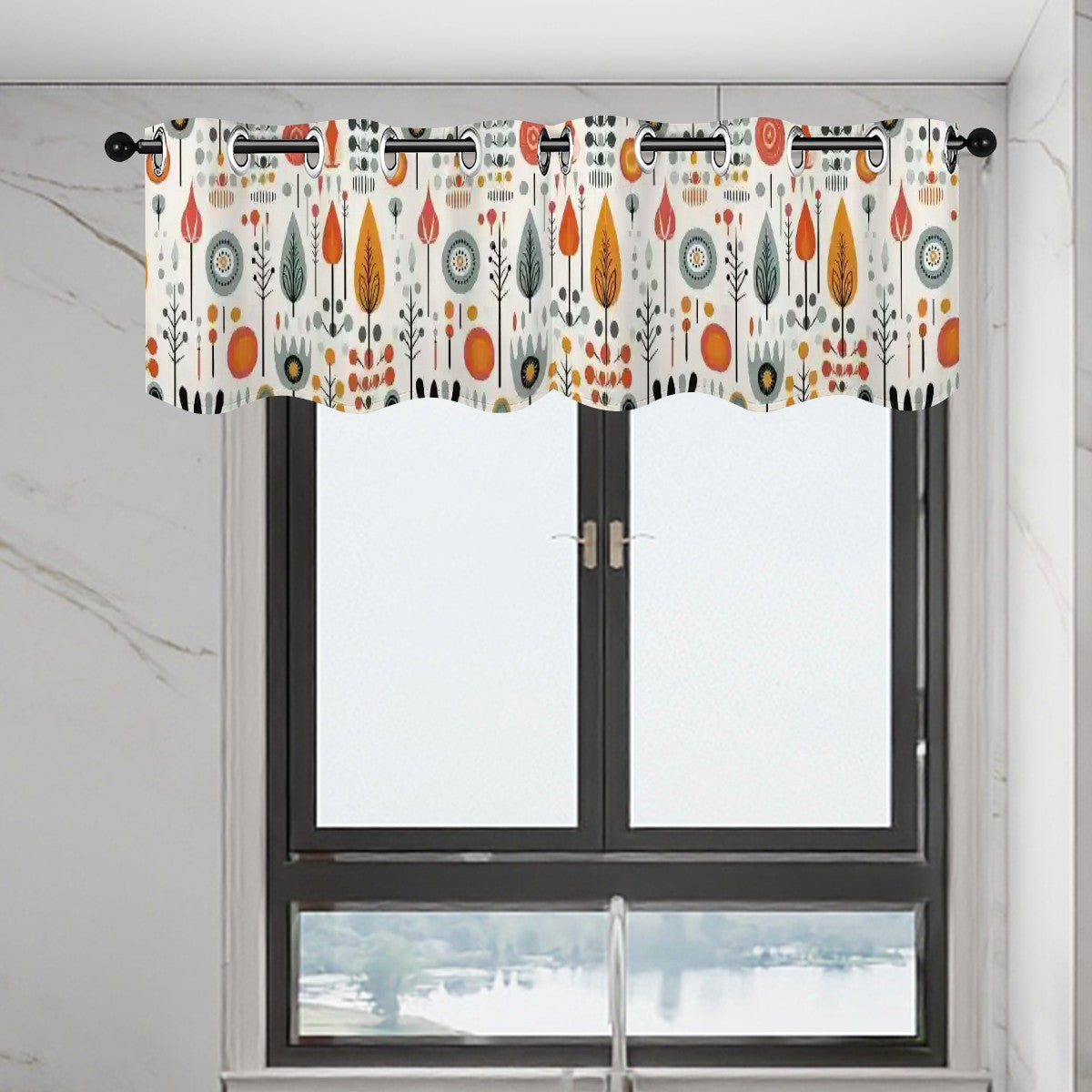 Modern Danish Scandinavian Floral Retro Mod Valance Curtains - Mid Century Modern Gal