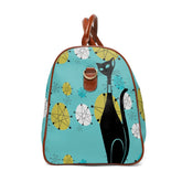 Atomic Cat Design, Fransican Starburst, Retro Mid Mod Aqua Blue Travel Bag Bags 20" x 12" / Brown Mid Century Modern Gal