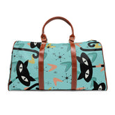 Atomic Kitschy Cats, Cat Lover, Mid Century Modern Luggage Waterproof Travel Bag Bags 20" x 12" / Brown Mid Century Modern Gal