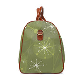 Atomic Starburst, Kitschy Atomic Cat, Green, Retro Mod Waterproof Travel Bag Bags 20" x 12" / Brown