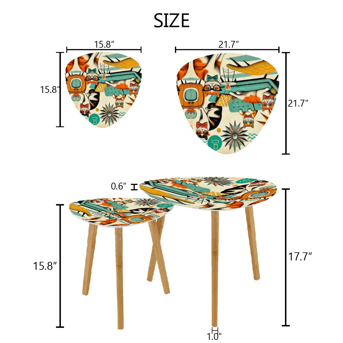 Kitschy Cats, Mid Century Modern Quirky Fun Nesting Tables - Mid Century Modern Gal