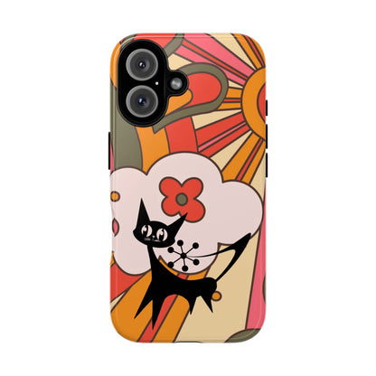 Atomic Cat, Retro Sunburst, Groovy Mod Smart Phone Tough Phone Cases