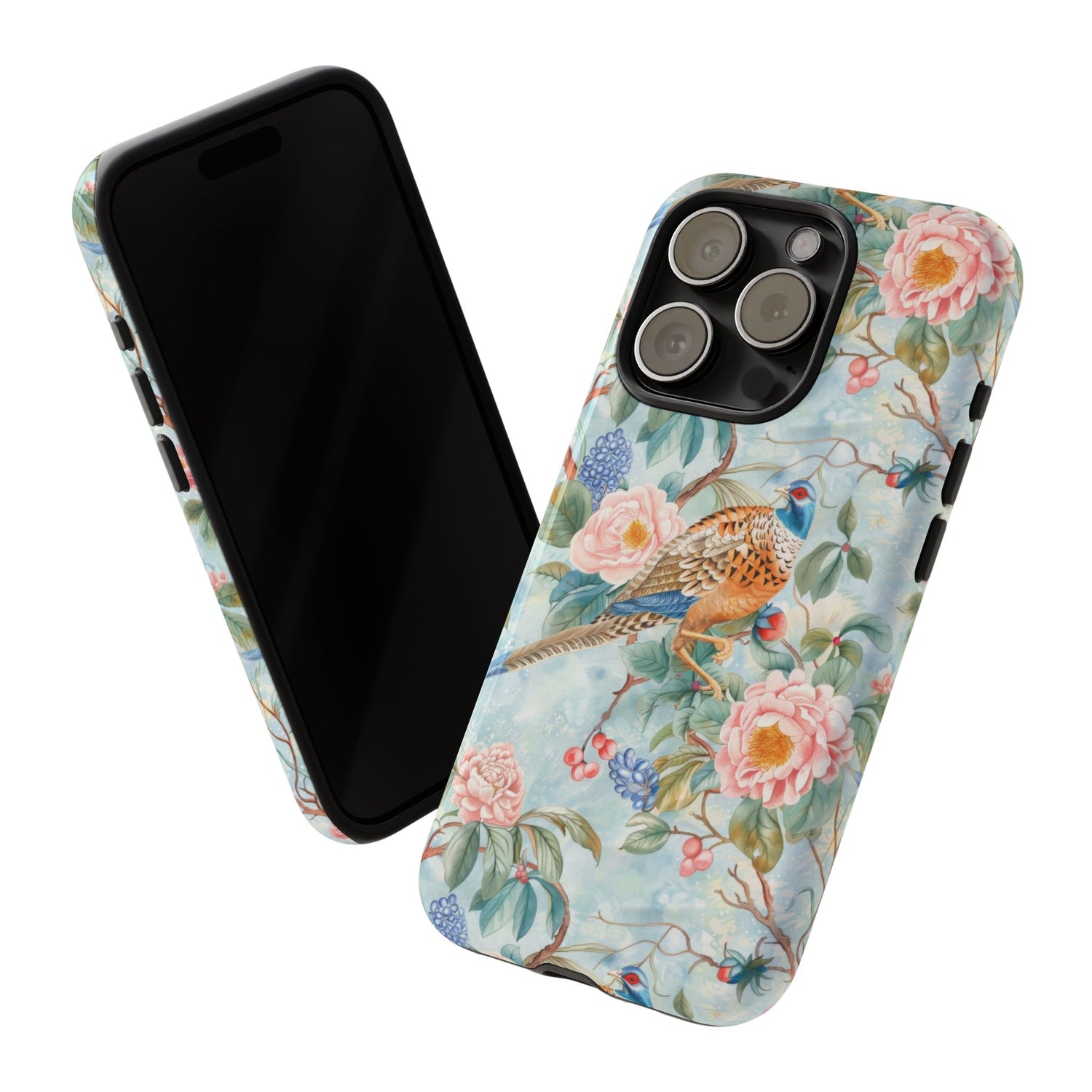 Chinoiserie Designed Floral Pheasant Phone Case with Bird Design