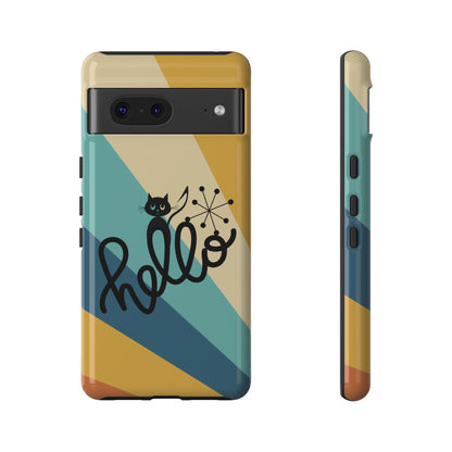 Atomic Groovy Cat, Retro, Kitschy, Hello Starburst, Mid Mod Smart Phone Tough Phone Cases