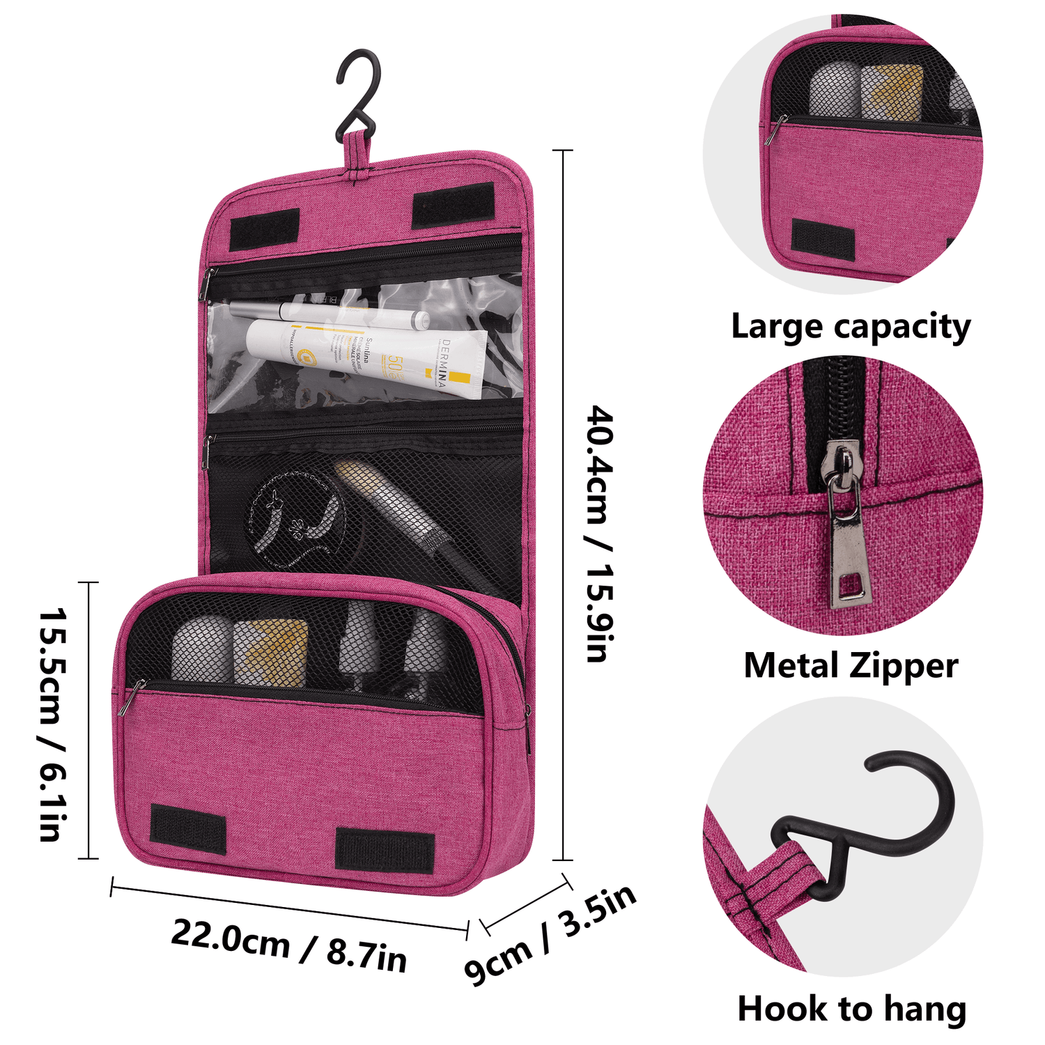 Atomic Cat, Pink, Teal Mid Century Modern Retro Kitschy Fun Toiletry Cosmetic Travel Bag - Mid Century Modern Gal