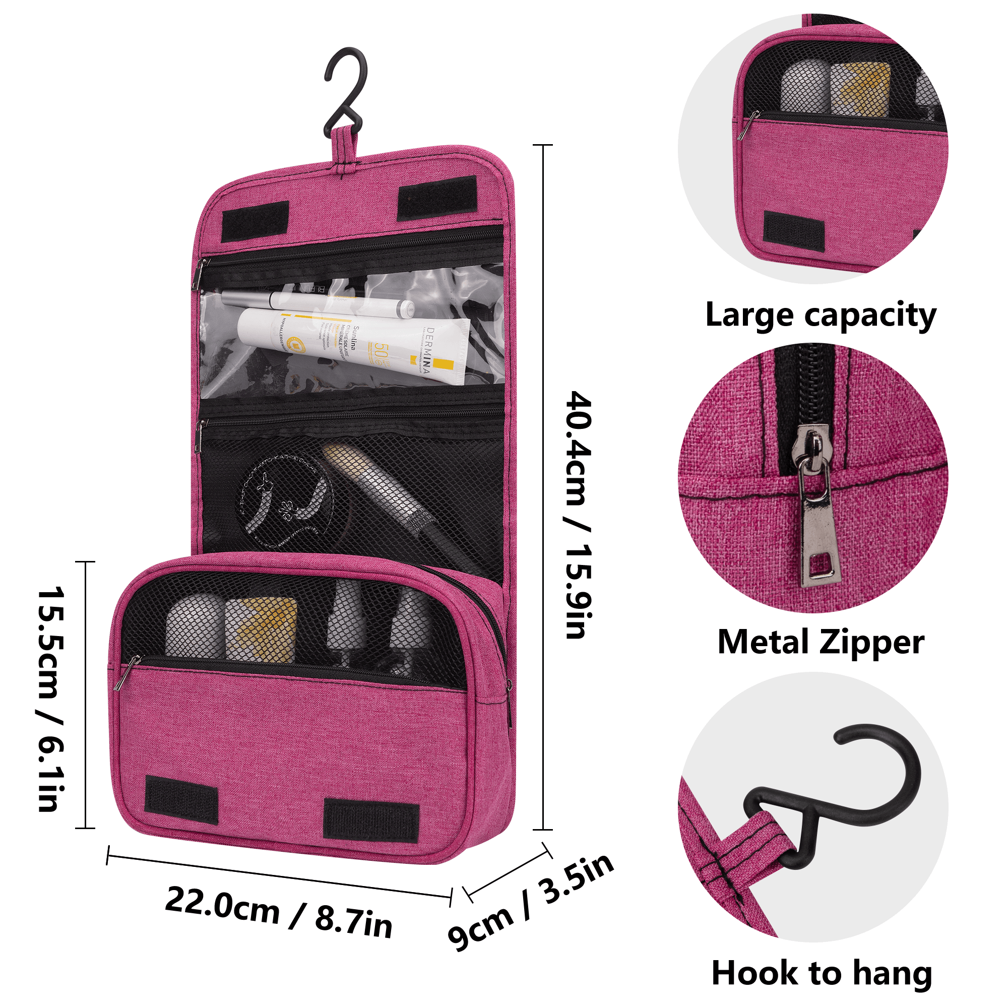 Atomic Cat, Pink, Teal Mid Century Modern Retro Kitschy Fun Toiletry Cosmetic Travel Bag - Mid Century Modern Gal