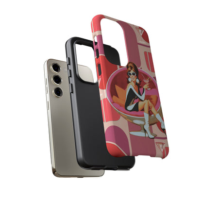Mid Mod 60s Mod Gal, Kick Back Enjoy, Retro Chic Phone Case with Cocktail Design