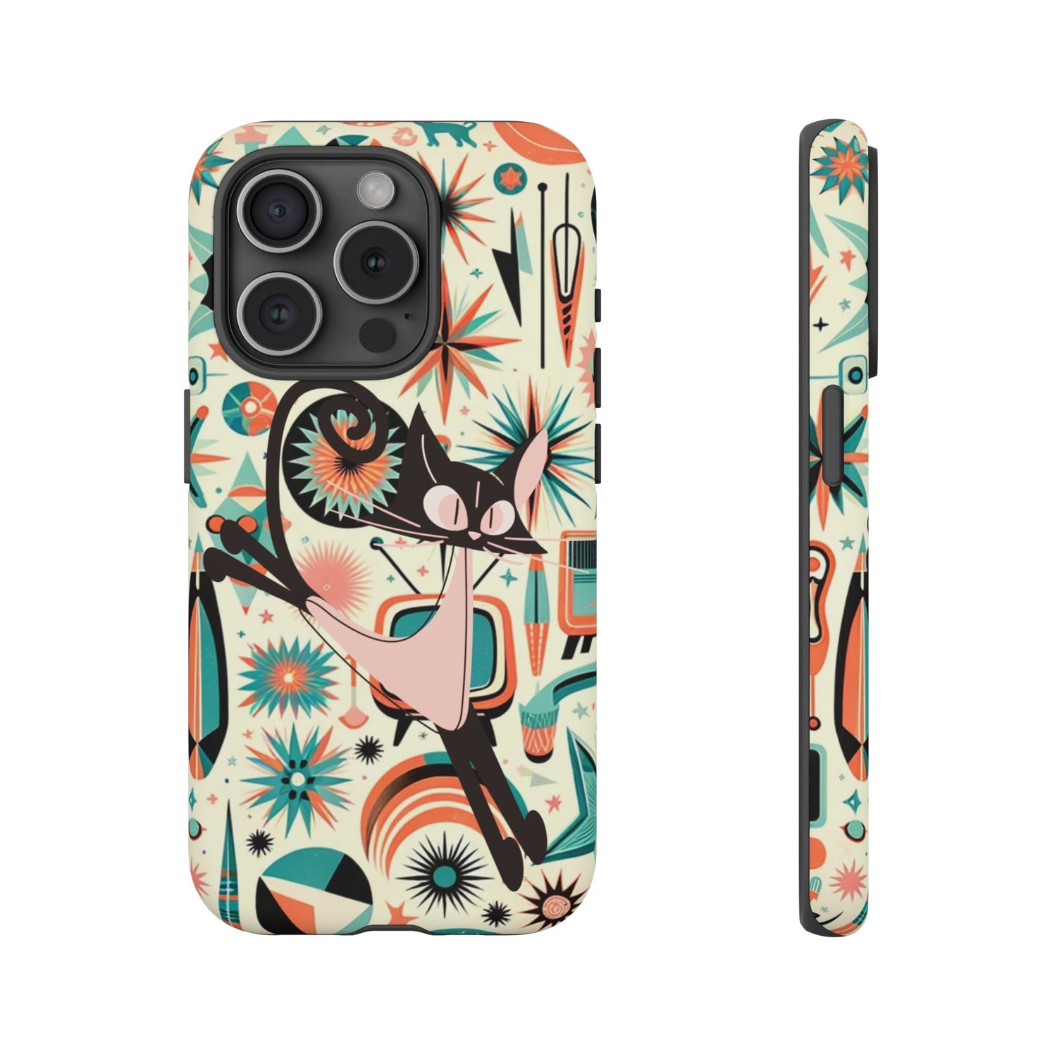 Atomic Kitty Boomerang Space Kitty Mid Century Modern Samsung, Smart Phone, Tough Cases