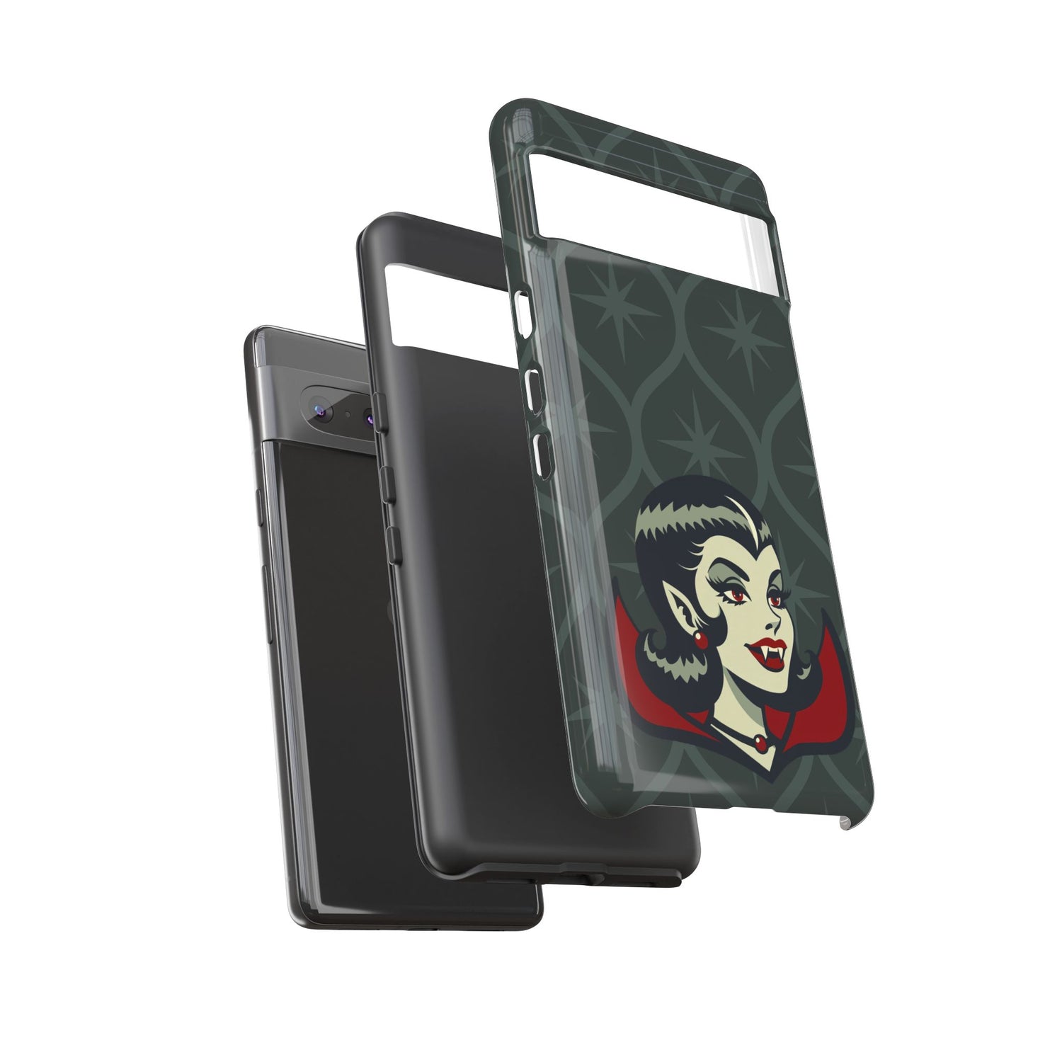 Vampire Dracula Girl Halloween Goth Horror Buff MCM Green Tough Phone Case