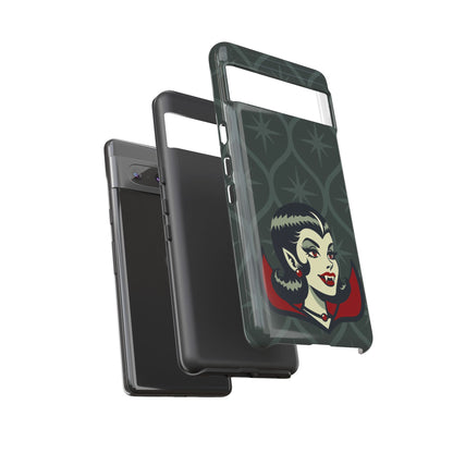 Vampire Dracula Girl Halloween Goth Horror Buff MCM Green Tough Phone Case