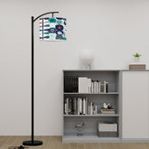 Scandinavian Flora Hygee Nordi Modern Danish Orange Blue Retro Flower Arc MCM Floor Lamp - Mid Century Modern Gal