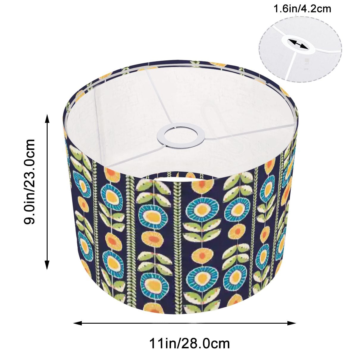 Modern Scandinavian Flower Blue, Orange Yellow Green Mid Century Modern Lamp SHADE ONLY - For Arc Floor Lamps Only - Mid Century Modern Gal