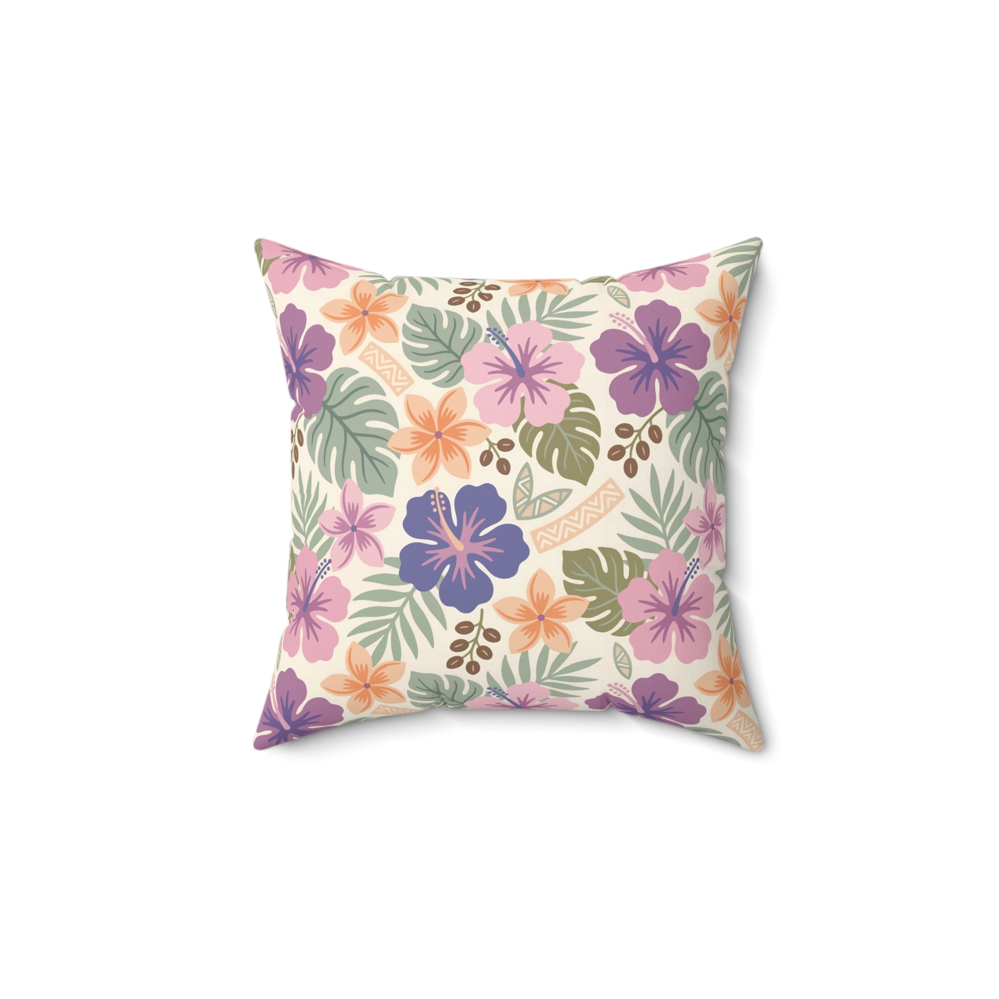 Retro Tropical Tiki Summer, Hawaiian Hibiscus Purple Pillow Cover and Insert - Mid Century Modern Gal