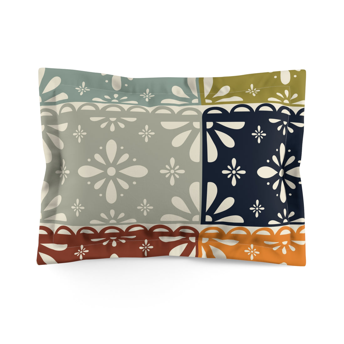 Modern Danish Scandinavian Patchwork Flower, Mid Mod Pillow Sham