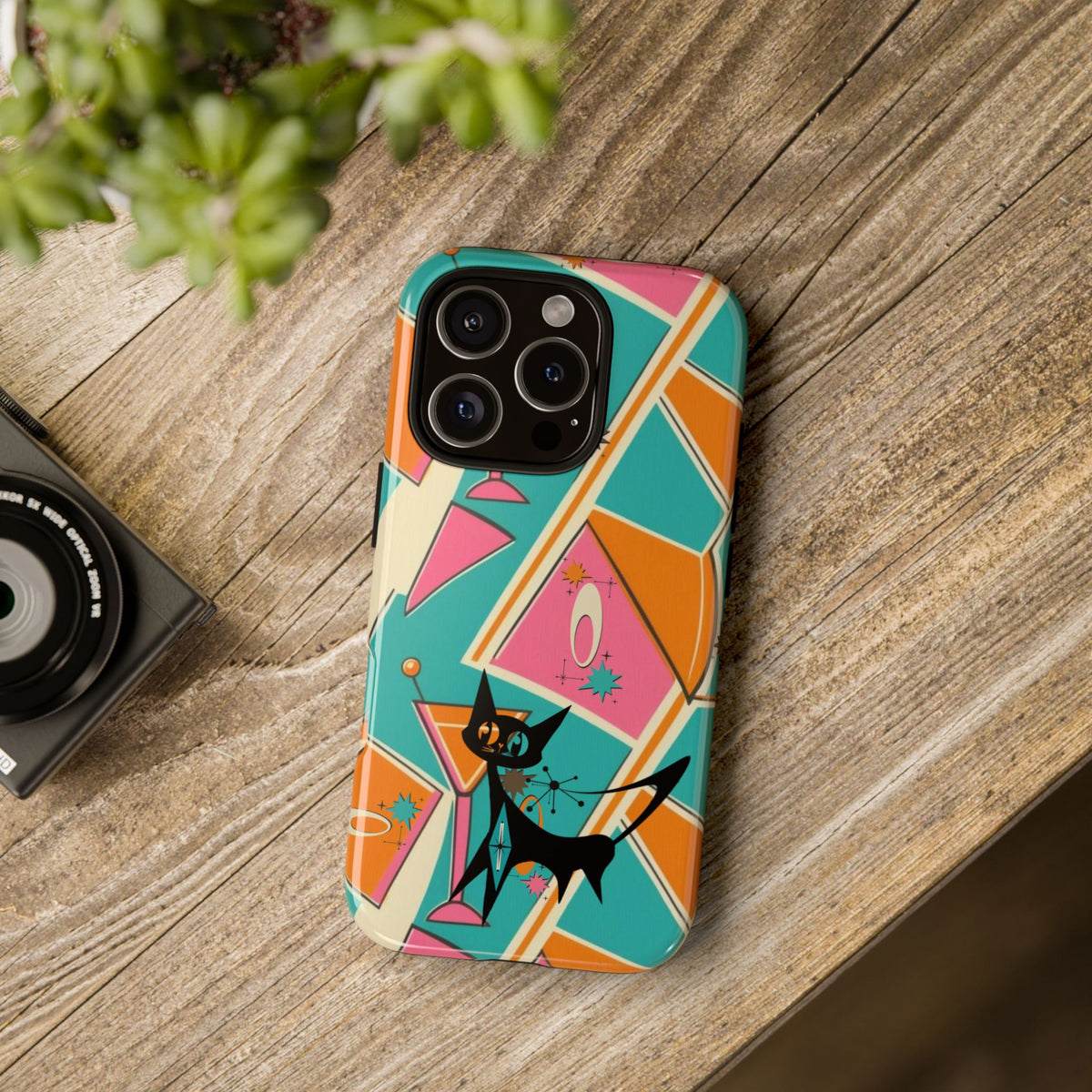Atomic Cat Mid Mod Retro Cat Phone Case - Tough Cases for Stylish Cat Lovers