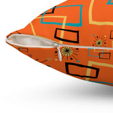 Orange Starburst MCM Pillow Spun Polyester Square Pillow - Mid Century Modern Gal