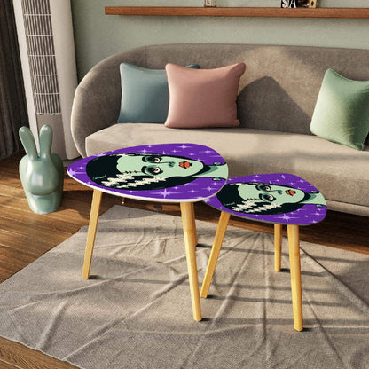 Bride of Frankenstein Retro Mid Mod Horror Buff Purple Halloween Nesting Tables - Mid Century Modern Gal
