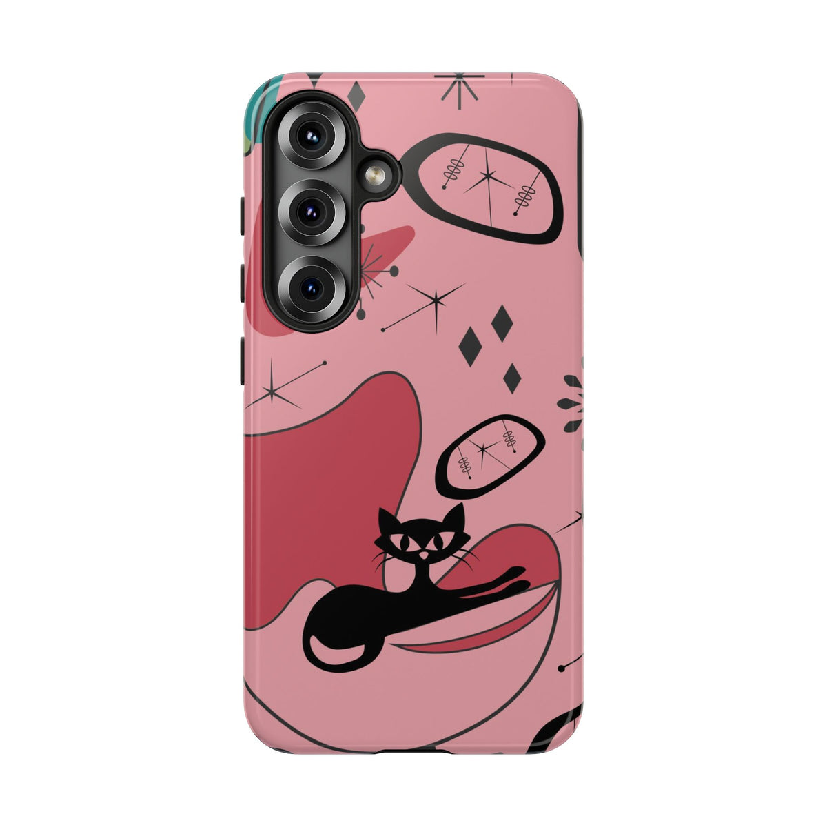 Atomic Cat, Pink Mid Century Modern, Egg Chair, Space Cat Tough Phone Case