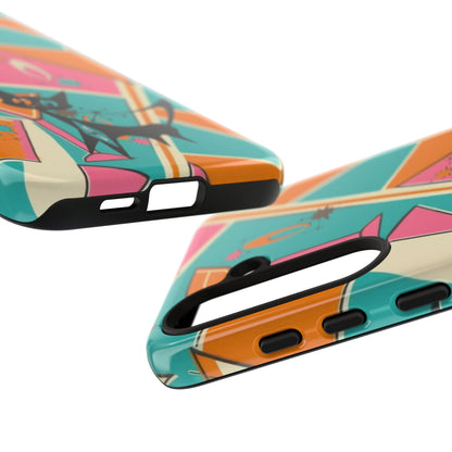 Atomic Cat Mid Mod Retro Cat Phone Case - Tough Cases for Stylish Cat Lovers