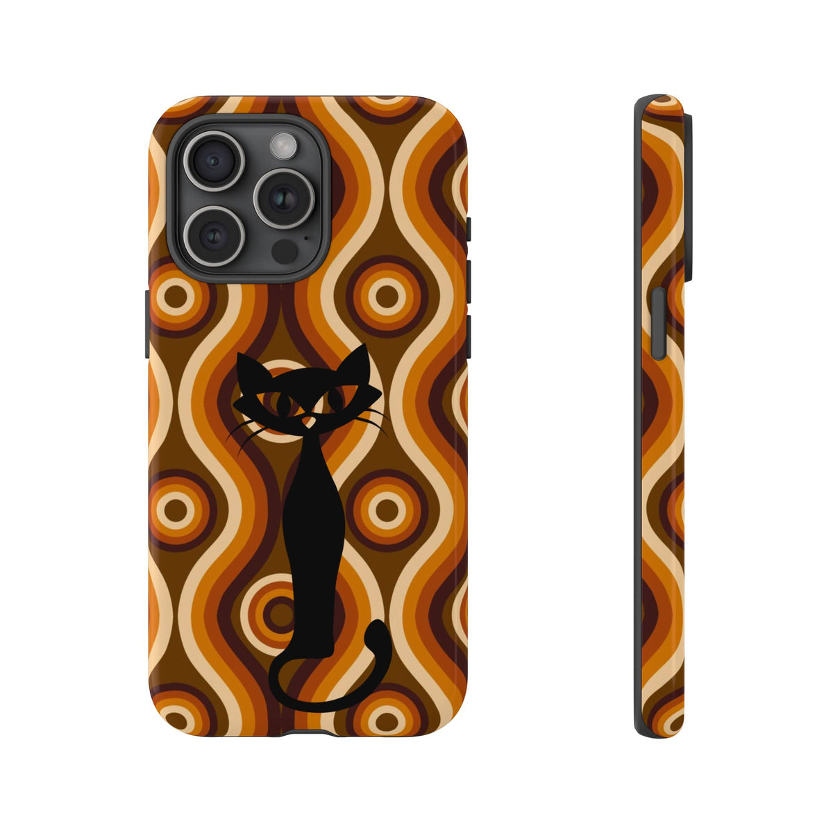 Retro Phone Case, Groovy Brown, Atomic Kitsch Cat Tough Smart Phone Cases
