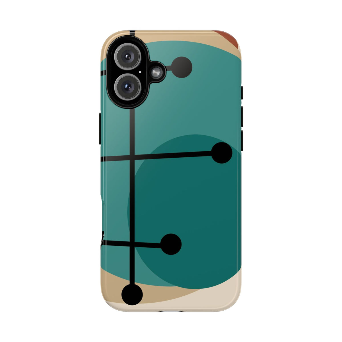 Mid Century Mod, Geometric, Retro Beige Teal Blue, Smart Phones Tough Phone Cases