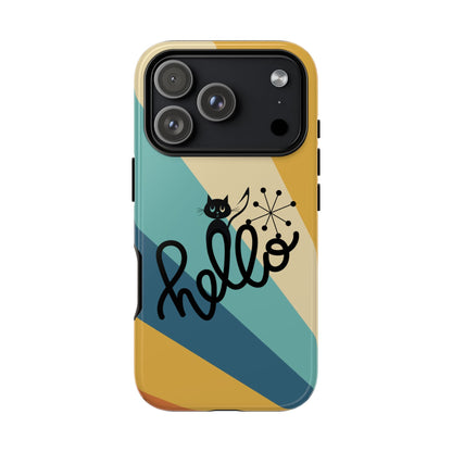 Atomic Groovy Cat, Retro, Kitschy, Hello Starburst, Mid Mod Smart Phone Tough Phone Cases