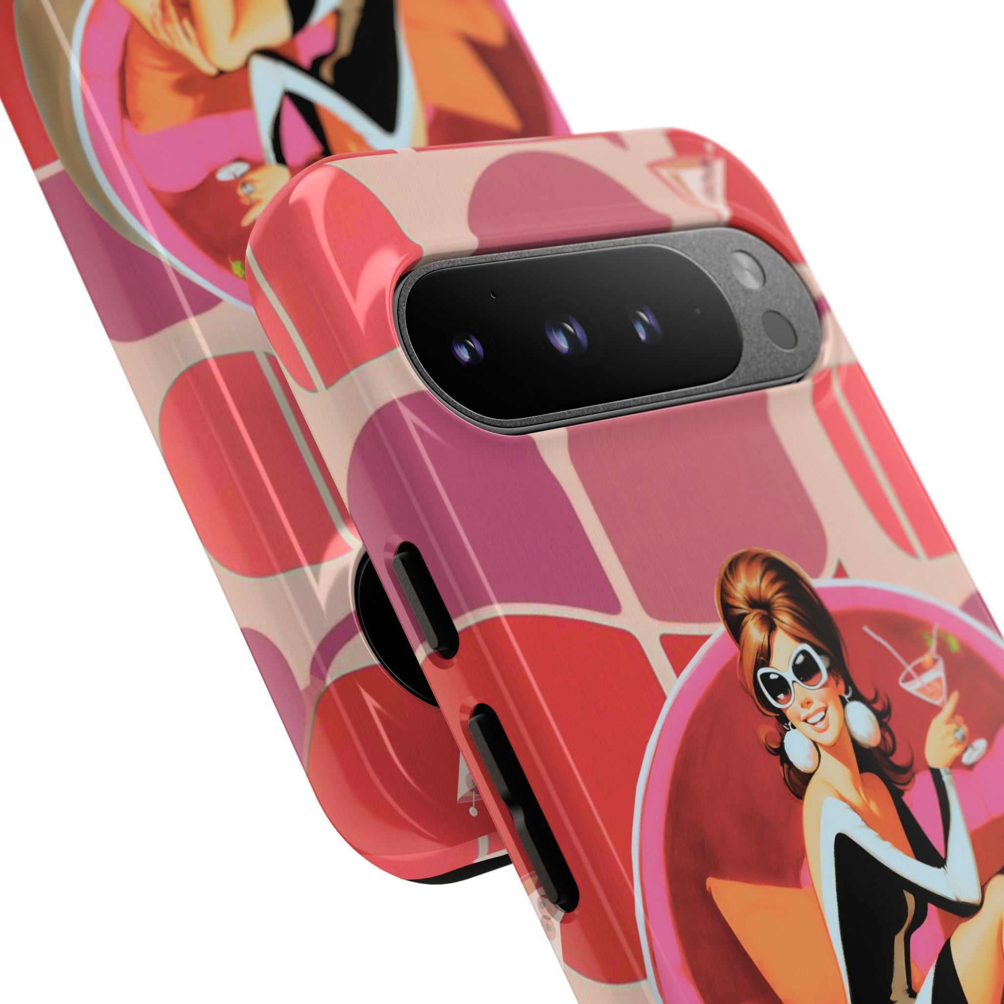 Mid Mod 60s Mod Gal, Kick Back Enjoy, Retro Chic Phone Case with Cocktail Design