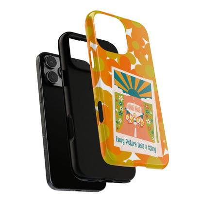 Retro Phone Case, Orange Flower Power, Polaroid Picture, Mod Smart Phone Tough Phone Cases