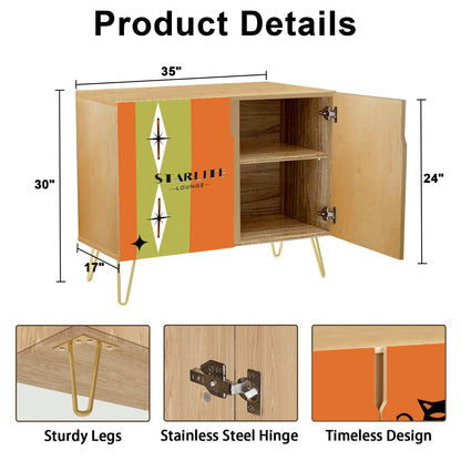 Mid Century Modern Bar Credenza, Atomic Cat, Starburst Diamonds Starlite Lounge MCM Wooden Storage Cabinet - Mid Century Modern Gal