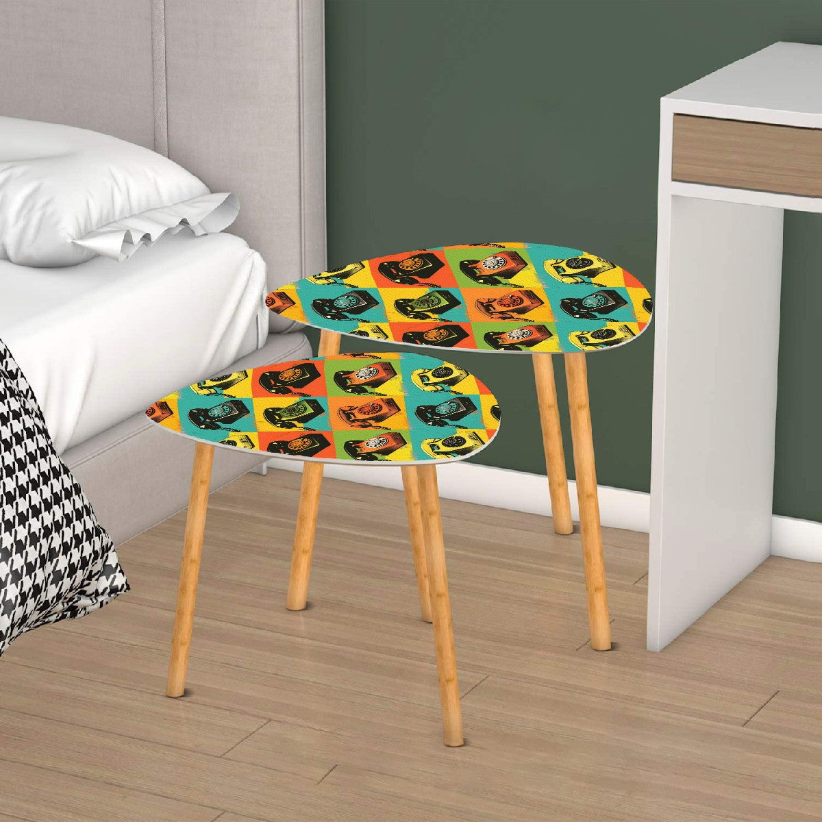 Retro Rotary Phones Mid Century Modern Nesting Tables - Mid Century Modern Gal