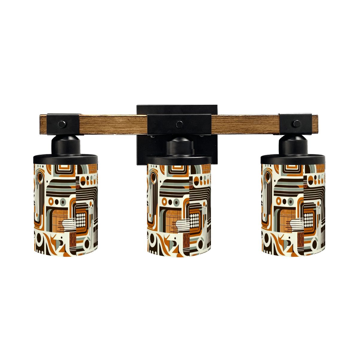 Mid Century Modern Bauhaus Brown Geometric Vanity Light Fixture - Mid Century Modern Gal