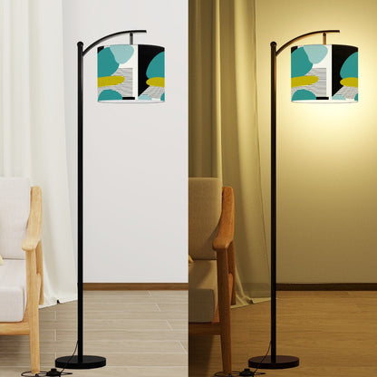 Mid Century Modern Amoeba Designed Geometric Black, Teal, Green Arc Floor Lamp - Mid Century Modern Gal