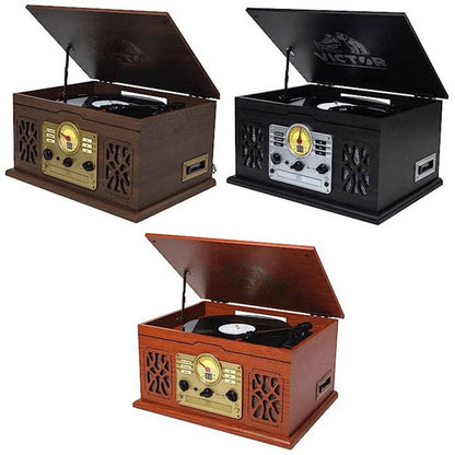 Wholesale Victor State 7-in-1 Wood Music Center with 3-Speed Turntable