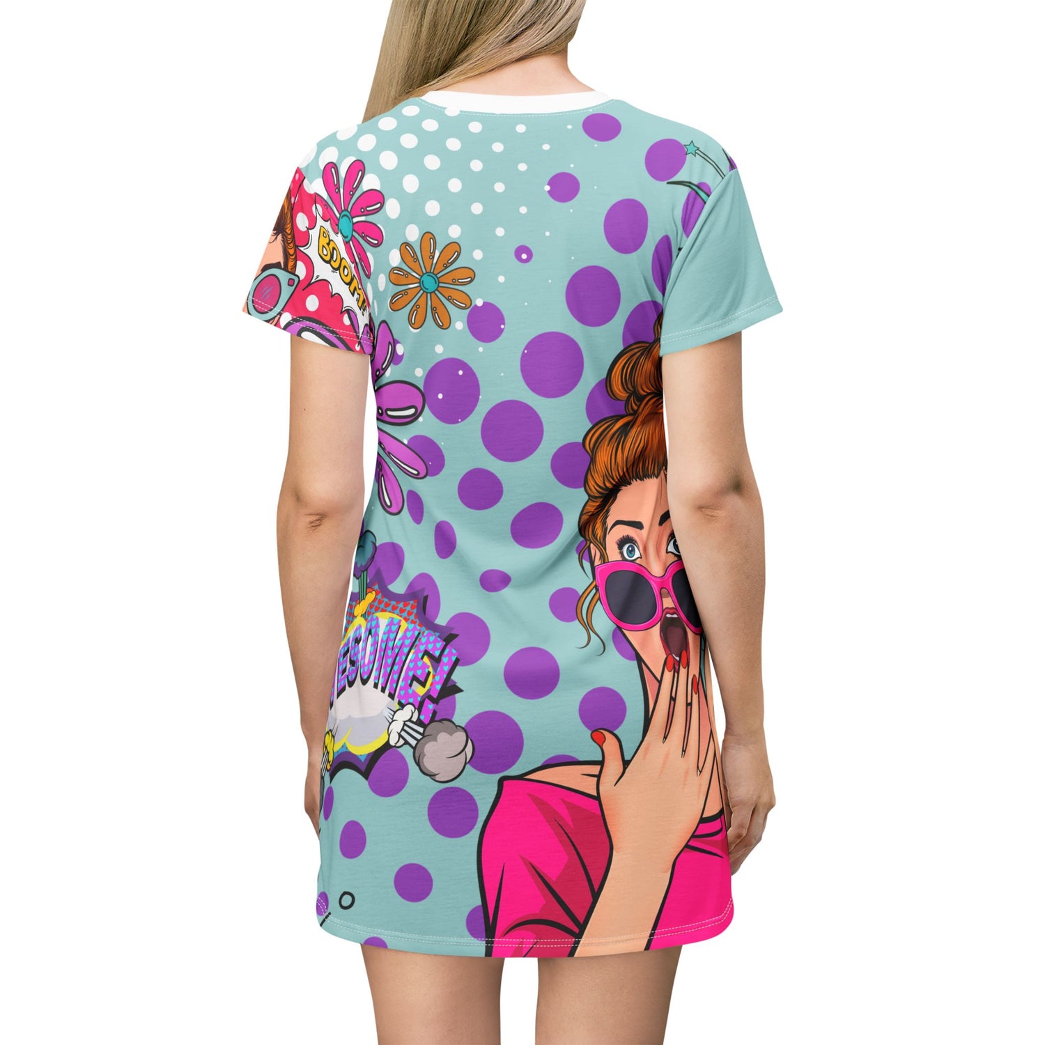 Pop Art Funky Fun Trendy Retro T-Shirt Dress - Mid Century Modern Gal